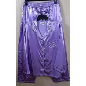 Adorable Purple 100% Silk Satin 2 Piece Pajama Set Y2K Anthony Richard’s Size 1X